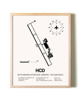 Hutchinson Municipal Airport-Butler Field framed wall art in white frame