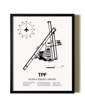 Framed Peter O. Knight Airport wall art poster in black frame