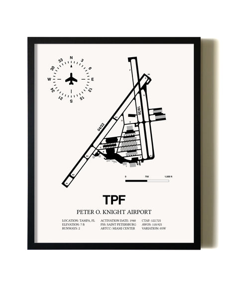 Framed Peter O. Knight Airport wall art poster in black frame