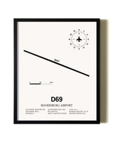 Framed Rogersburg Airport wall art poster in black frame