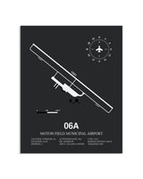 Gray Framed Moton Field Municipal Airport layout wall art poster