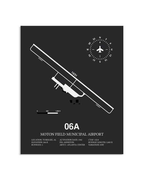Gray Framed Moton Field Municipal Airport layout wall art poster