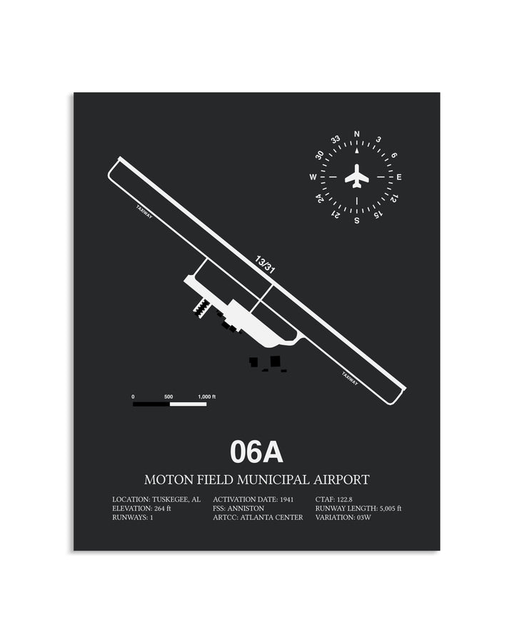 Gray Framed Moton Field Municipal Airport layout wall art poster