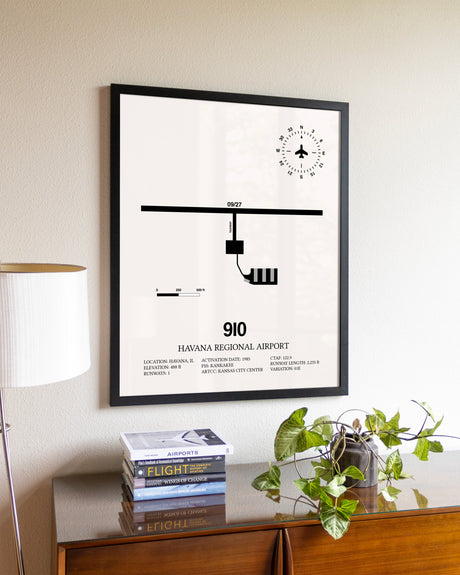 Havana Regional Airport aviation wall décor in black wood frame