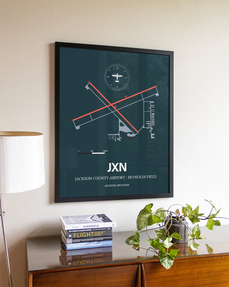 Framed Jackson County Airport/Reynolds Field layout wall art poster