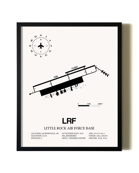 Framed Little Rock Air Force Base wall art poster in black frame