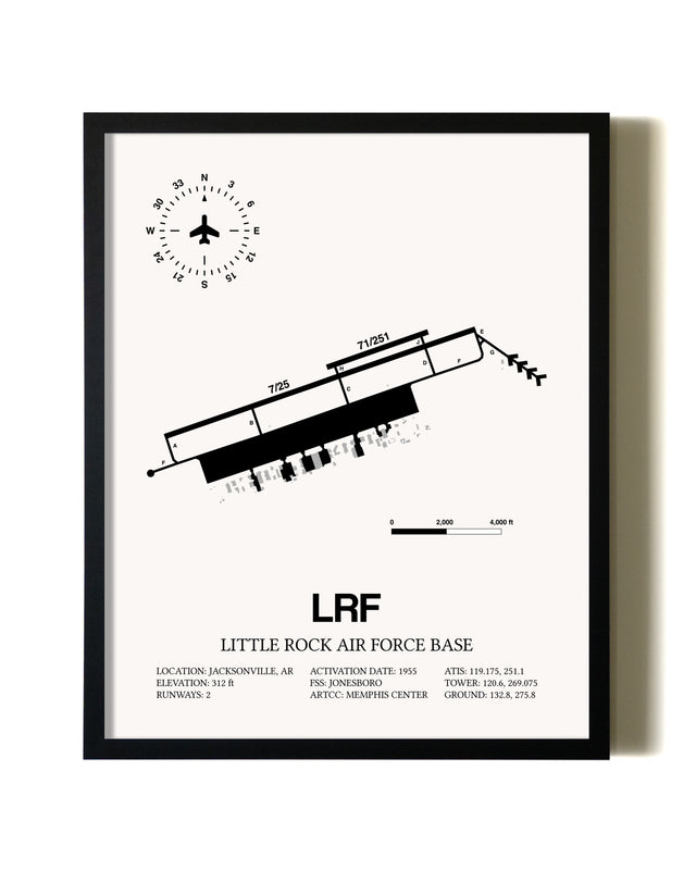 Framed Little Rock Air Force Base wall art poster in black frame