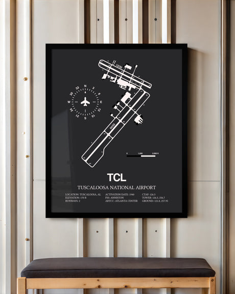 Frame color options for Tuscaloosa National Airport Wall Art