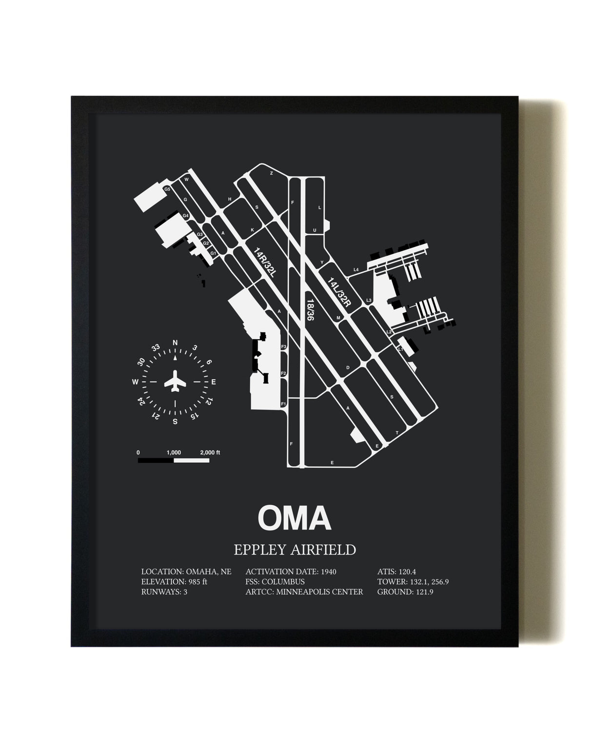Unframed Eppley Airfield map print poster