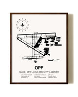 Miami-Opa Locka Executive Airport aviation print in walnut frame
