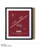 Southwest Florida International Airport aviation wall décor in black wood frame