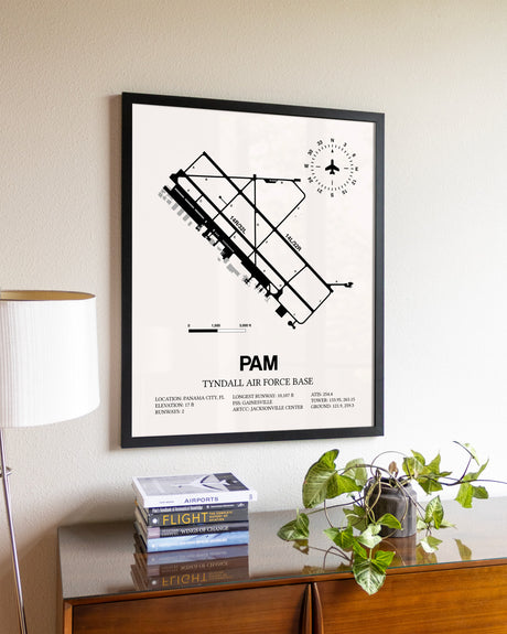 Tyndall Air Force Base aviation wall décor in black wood frame