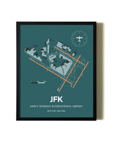 Green John F. Kennedy International Airport aviation wall décor in black wood frame