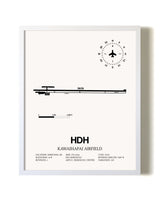 Kawaihapai Airfield airport map poster in oak frame