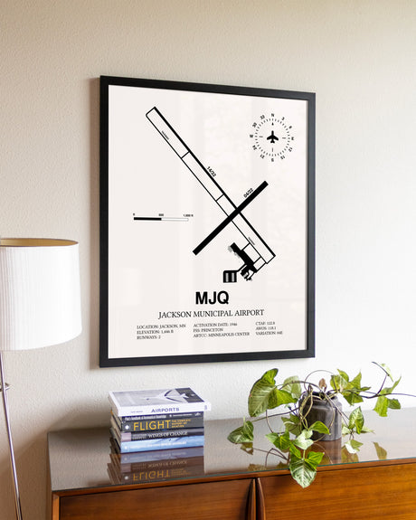 Jackson Municipal Airport aviation wall décor in black wood frame