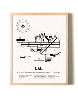 Lakeland Linder International Airport framed wall art in white frame