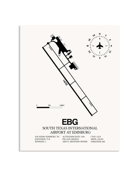 Gray South Texas International Airport At Edinburg framed poster displayed in an airplane hangar
