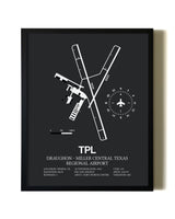 Unframed Draughon-Miller Central Texas Regional Airport map print poster