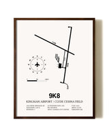 Kingman Airport / Clyde Cessna Field aviation print in walnut frame