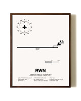 Arens Field Airport aviation print in walnut frame