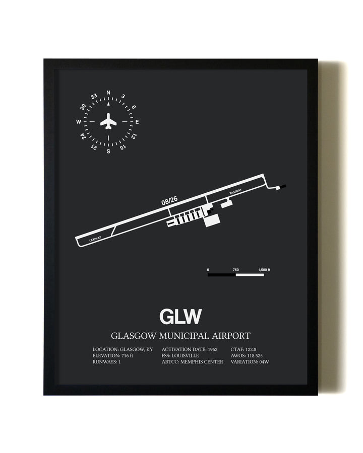 Unframed Glasgow Municipal Airport map print poster