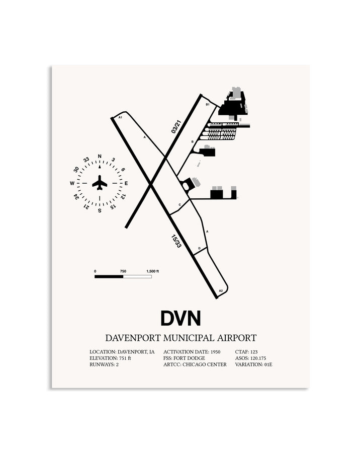 Gray Davenport Municipal Airport framed poster displayed in an airplane hangar