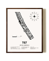 Hicks Airfield aviation print in walnut frame