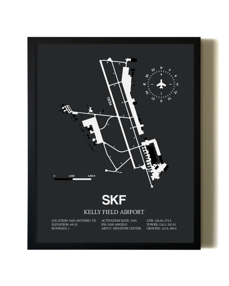 Unframed Kelly Field Airport map print poster