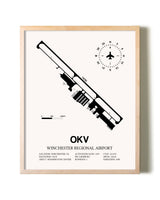 Winchester Regional Airport framed wall art in white frame