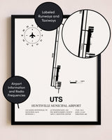 Framed Huntsville Municipal Airport layout wall art poster