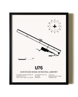 Framed Mountain Home Municipal Airport wall art poster in black frame