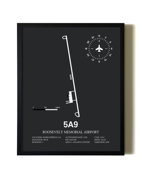 Unframed Roosevelt Memorial Airport map print poster