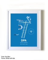 DuPage Airport framed wall art in white frame with mat
