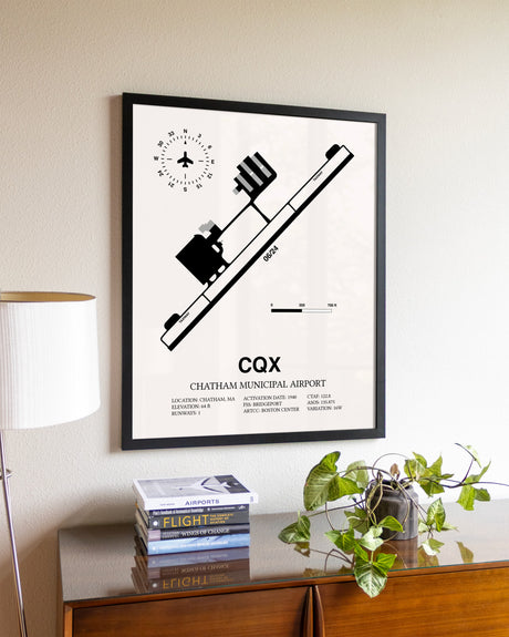 Chatham Municipal Airport aviation wall décor in black wood frame