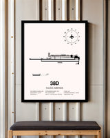 Salem Airpark framed poster displayed in an airplane hangar