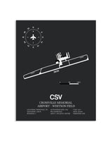 Gray Framed Crossville Memorial Airport-Whitson Field layout wall art poster