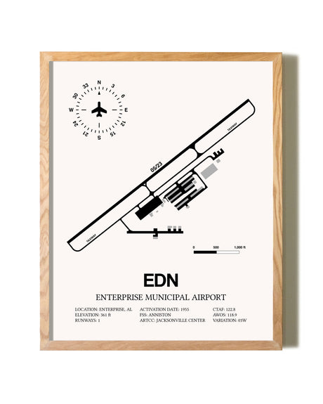 Enterprise Municipal Airport framed print in natural wood frame