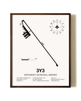 Winterset Municipal Airport aviation print in walnut frame