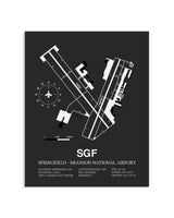 Gray Framed Springfield-Branson National Airport layout wall art poster