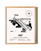 North Las Vegas Airport framed print in natural wood frame