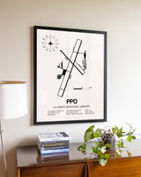 La Porte Municipal Airport aviation wall décor in black wood frame