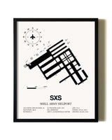 Framed Shell Army Heliport wall art poster in black frame