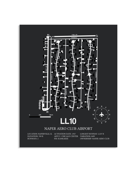 Gray Framed Naper Aero Club Airport layout wall art poster