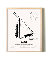 Ardmore Municipal Airport framed wall art in white frame