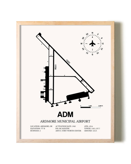 Ardmore Municipal Airport framed wall art in white frame