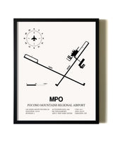 Framed Pocono Mountains Regional Airport wall art poster in black frame