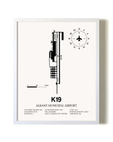 Albany Municipal Airport airport map poster in oak frame