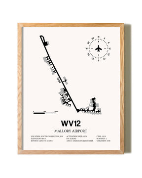 Mallory Airport framed print in natural wood frame