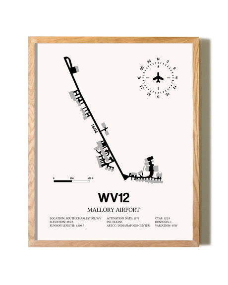 Mallory Airport framed print in natural wood frame