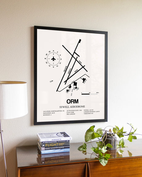 Sywell Aerodrome aviation wall décor in black wood frame